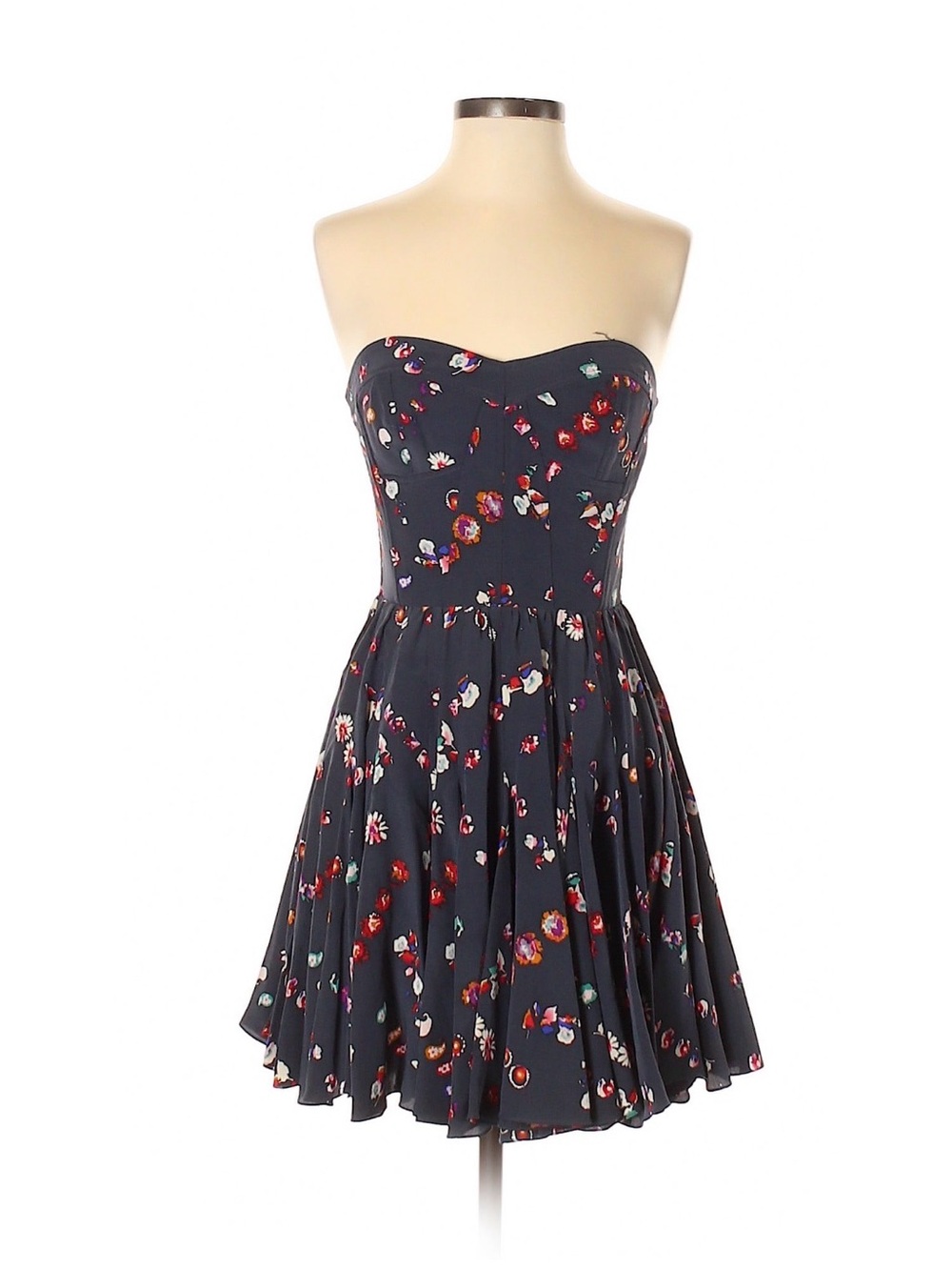 Rebecca Taylor silk Navy Strapless Floral Sundress